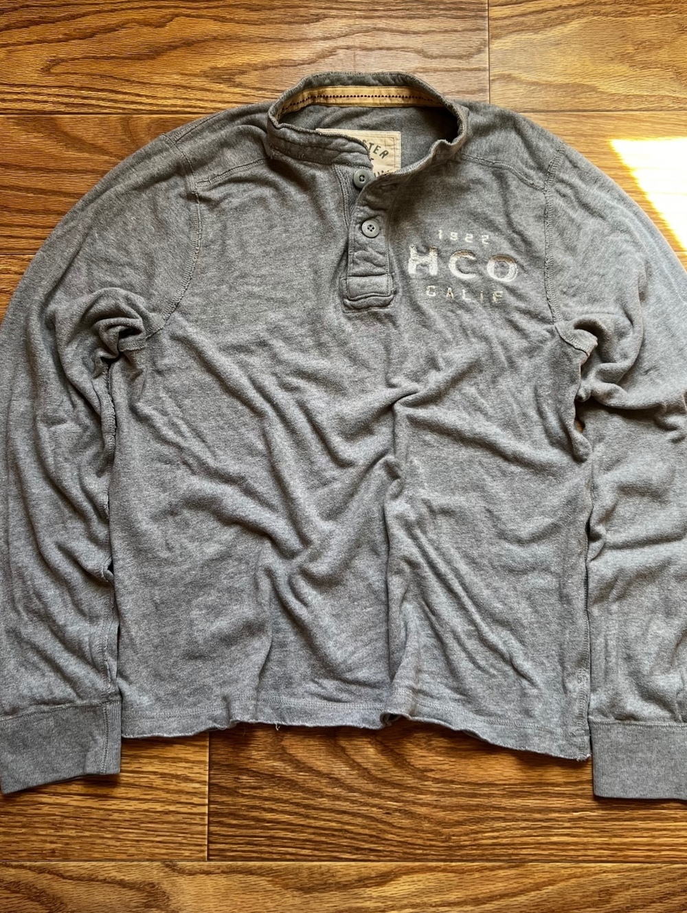vintage y2k hollister california gray henley long sleeve tee xl streetwear grung